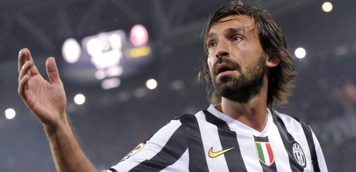 Juventus' Pirlo reacts during their Italian Serie A match against Juventus in Turin